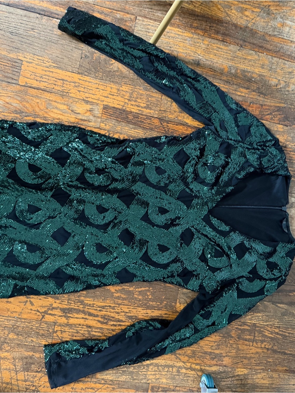 Women’s Emerald Green Sequin Long Sleeve Dress